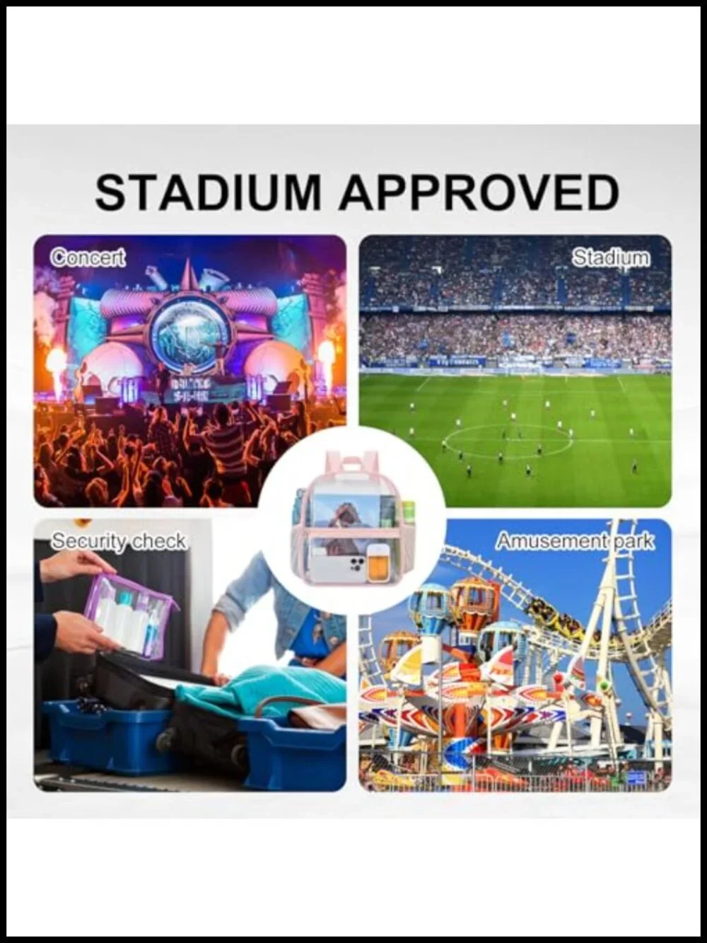 Clear Stadium Approved Backpack Waterproof PVC Adjustable Strap